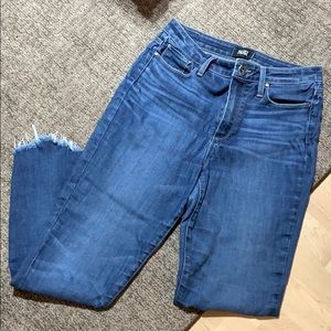 Paige Hoxton Ankle High Rise Jeans W/ Arched Hem